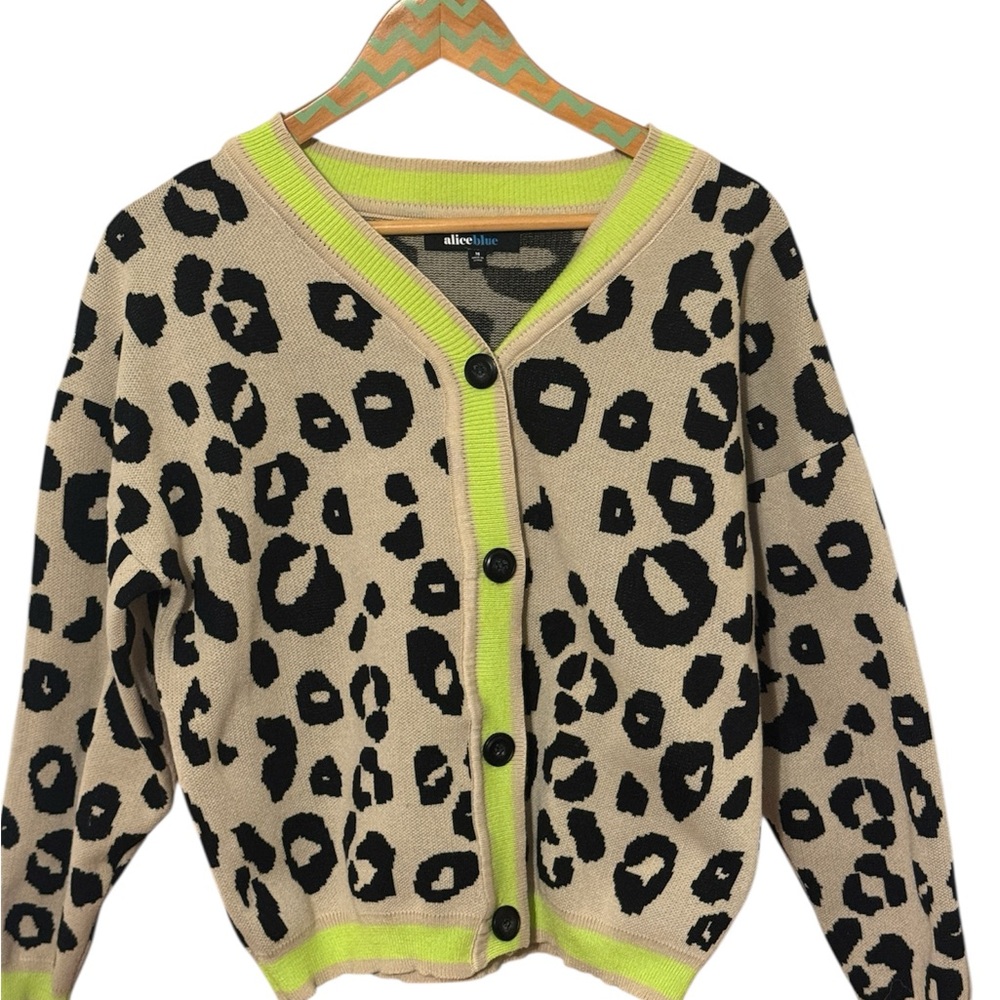 Alice Blue Beige and Black Leopard Cardigan